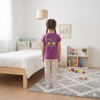 Purple Let's Go Printed Half Sleeves Kids Suit