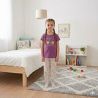 Purple Let's Go Printed Half Sleeves Kids Suit