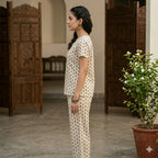 Women Off White Night Suit