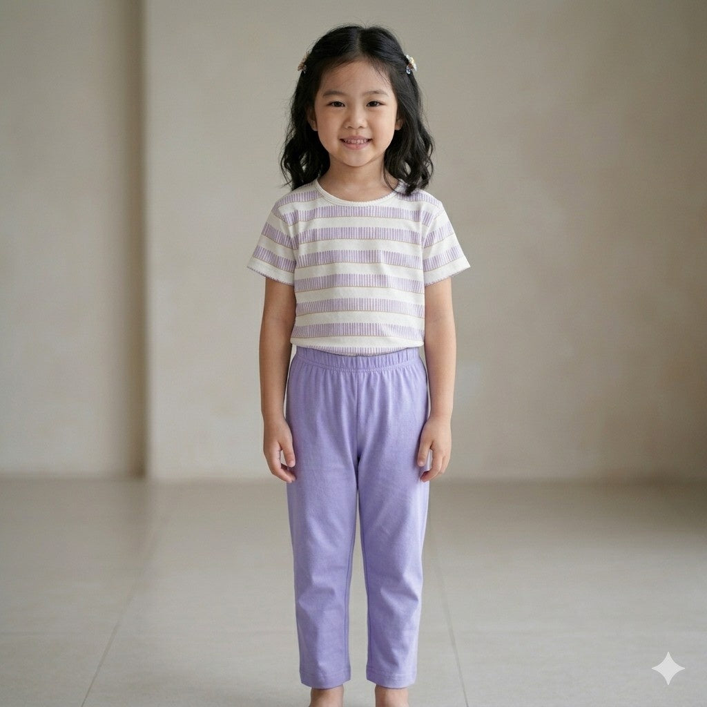 Light Purple Printed Half Sleeves Kids Suit