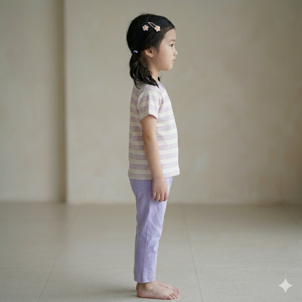 Light Purple Printed Half Sleeves Kids Suit