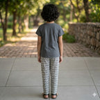 Grey Sweet Printed Half Sleeves Kids Suit