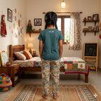 Green Positive Printed Half Sleeves Kids Suit