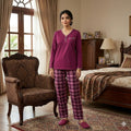 Women Maroon Night Suit