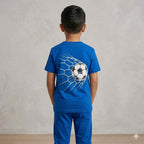 Blue & White Printed Half Sleeves Kids Suit