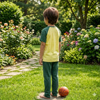 Yellow Game Day Printed Half Sleeves Kids Suit
