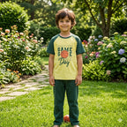Yellow Game Day Printed Half Sleeves Kids Suit