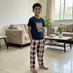Blue Game Day Printed Half Sleeves Kids Suit