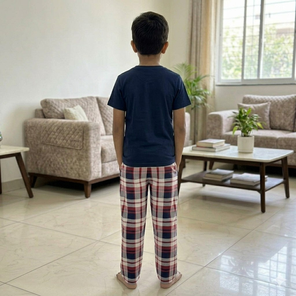 Blue Game Day Printed Half Sleeves Kids Suit