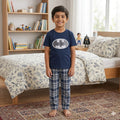Blue Batman Printed Half Sleeves Kids Suit