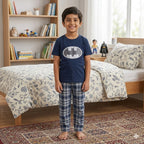 Blue Batman Printed Half Sleeves Kids Suit