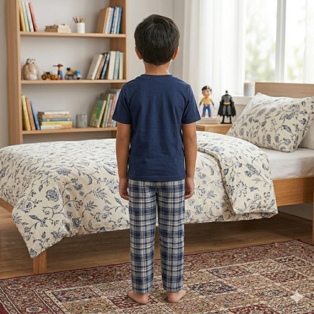 Blue Batman Printed Half Sleeves Kids Suit