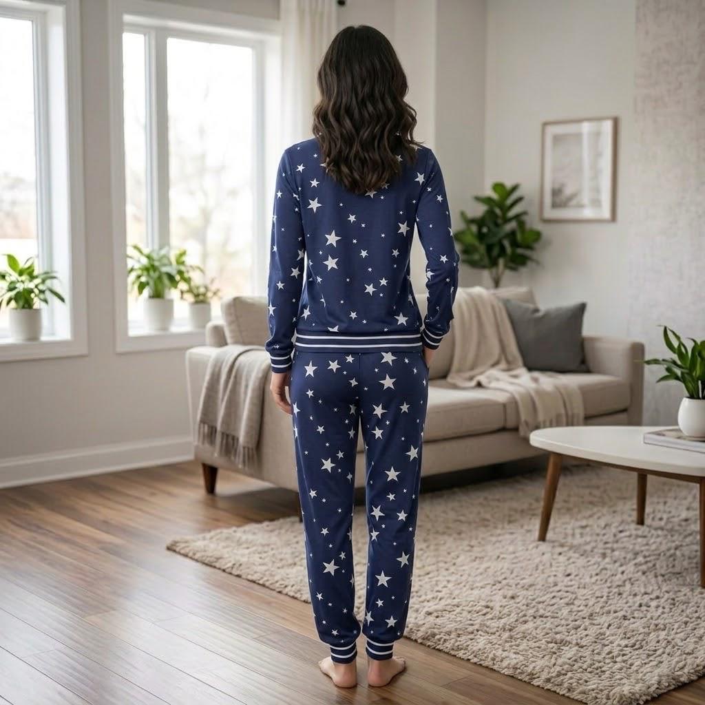 Women blue stars Night Suit