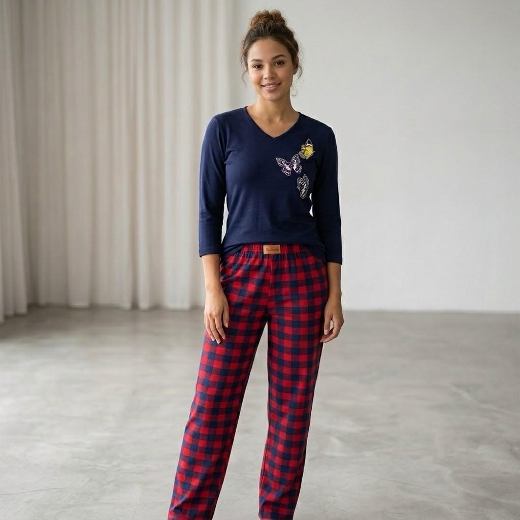 Women Night Suit Blue/Red