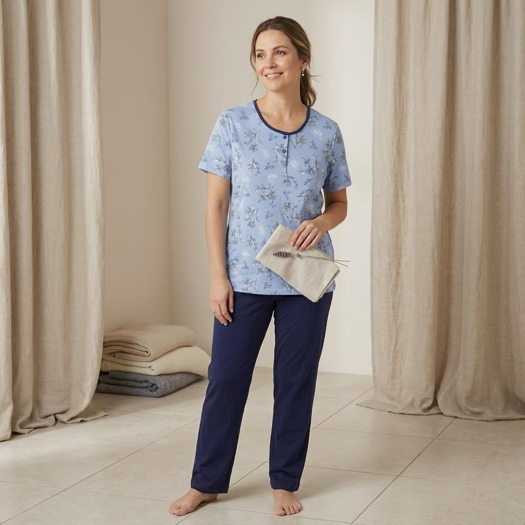 Women Night Suit Light Blue